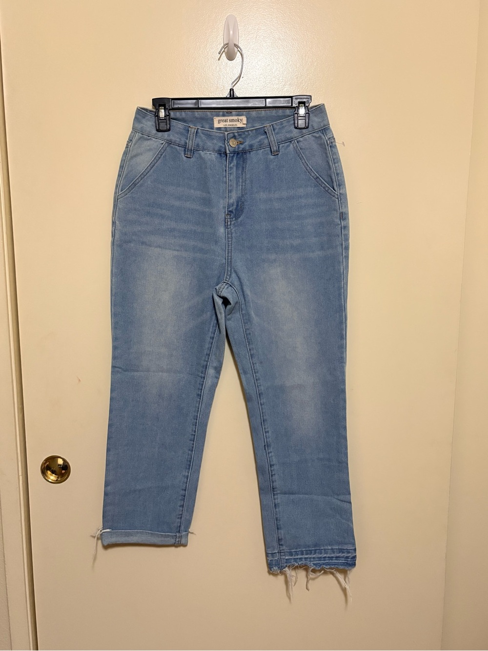 Light Blue Cropped High-Rise Jeans by